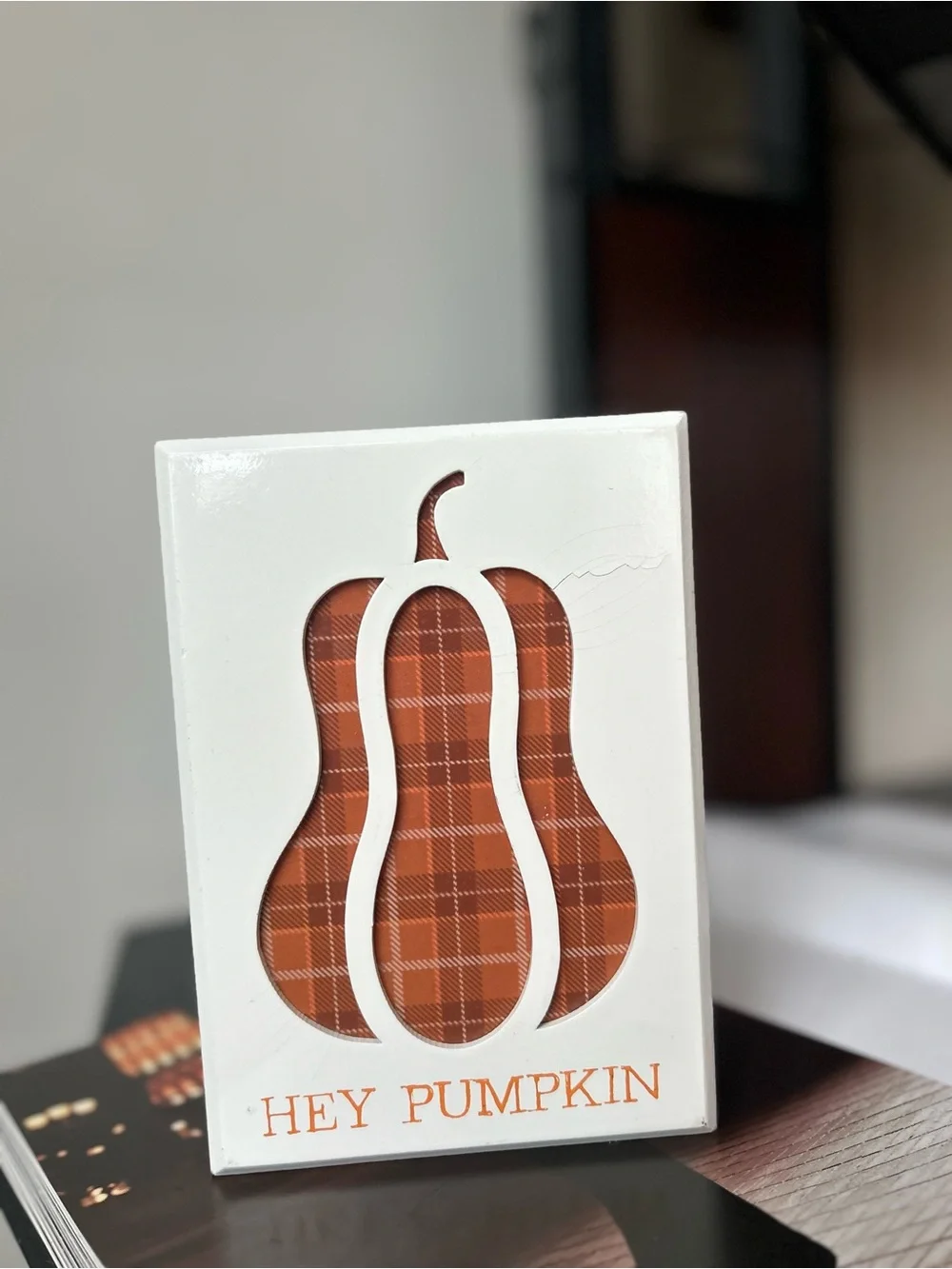 Hey Pumpkin Plaid Gourd Wall Decor - Orange